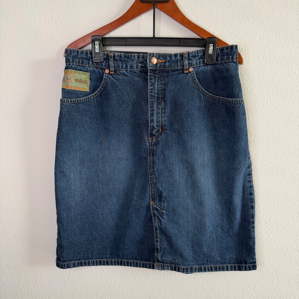 Vintage Disney World Denim Skirt 100% Cotton Womens 14 Disney Parks